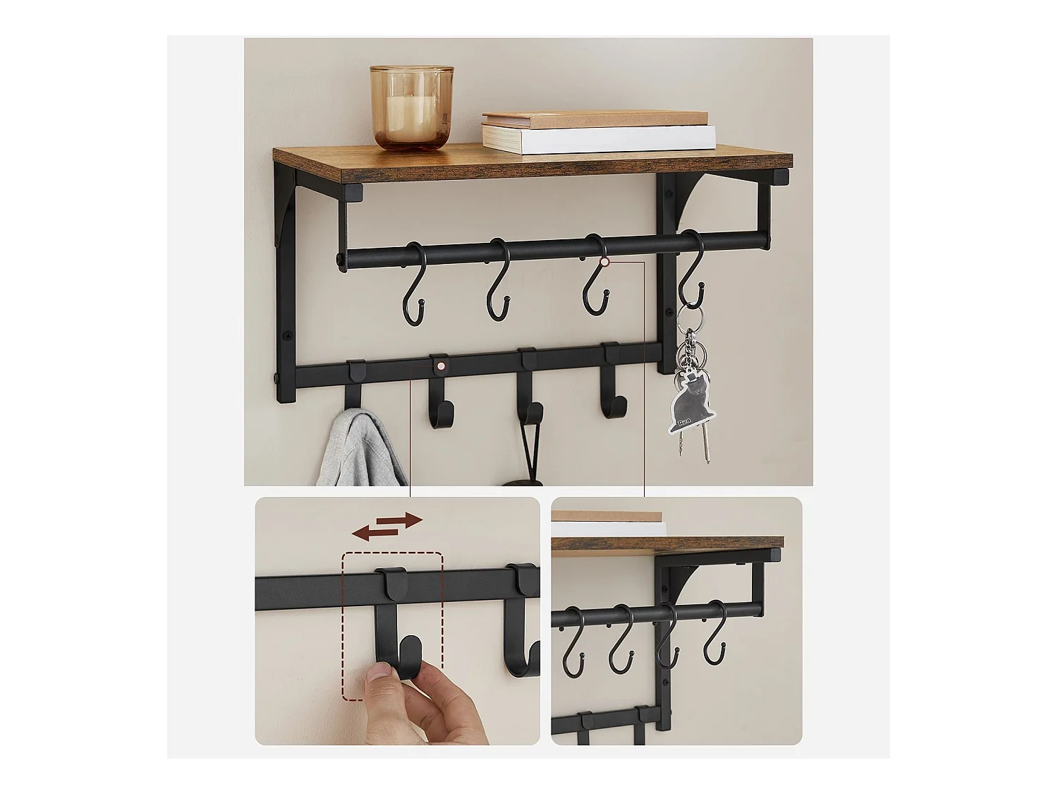 Wandgarderobe mit Haken Farāh