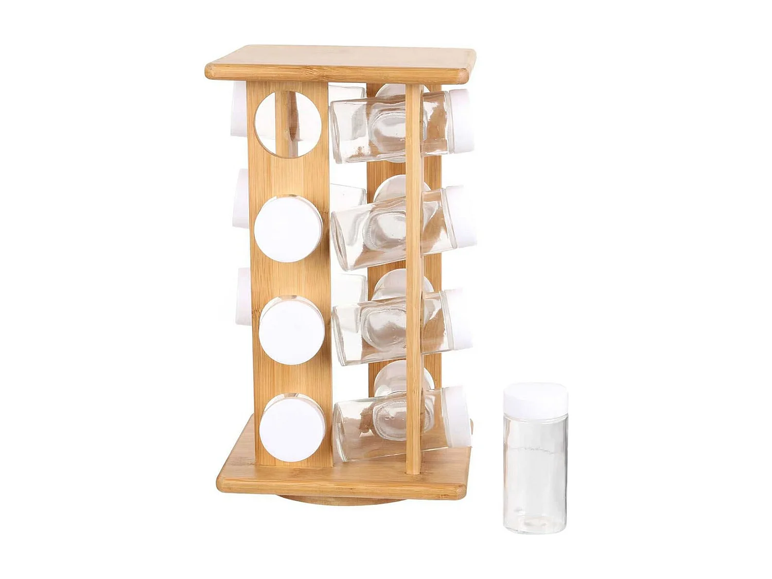 Présentoir à Epices Rotatif en Bambou 16 Pots - SPICY