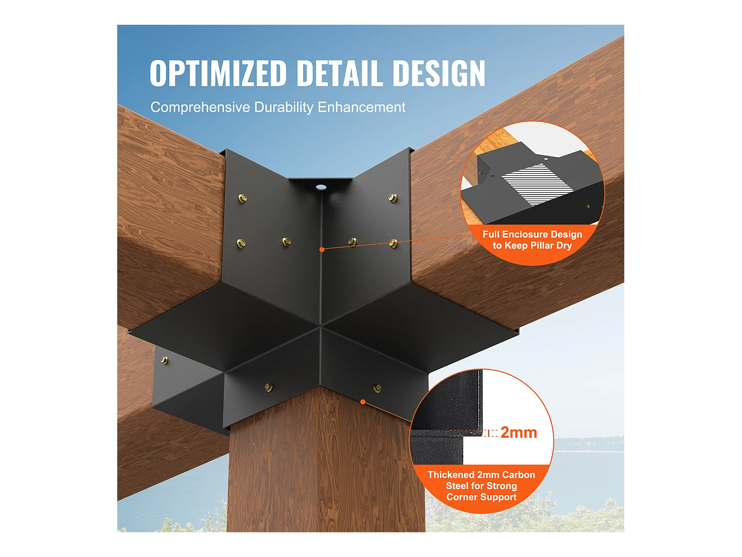 Ondersteuningskit voor Pergola SucceBuy 15.24x15.24 cm 4 Interne Wegen 14.2x14.2 cm 2 Stukken