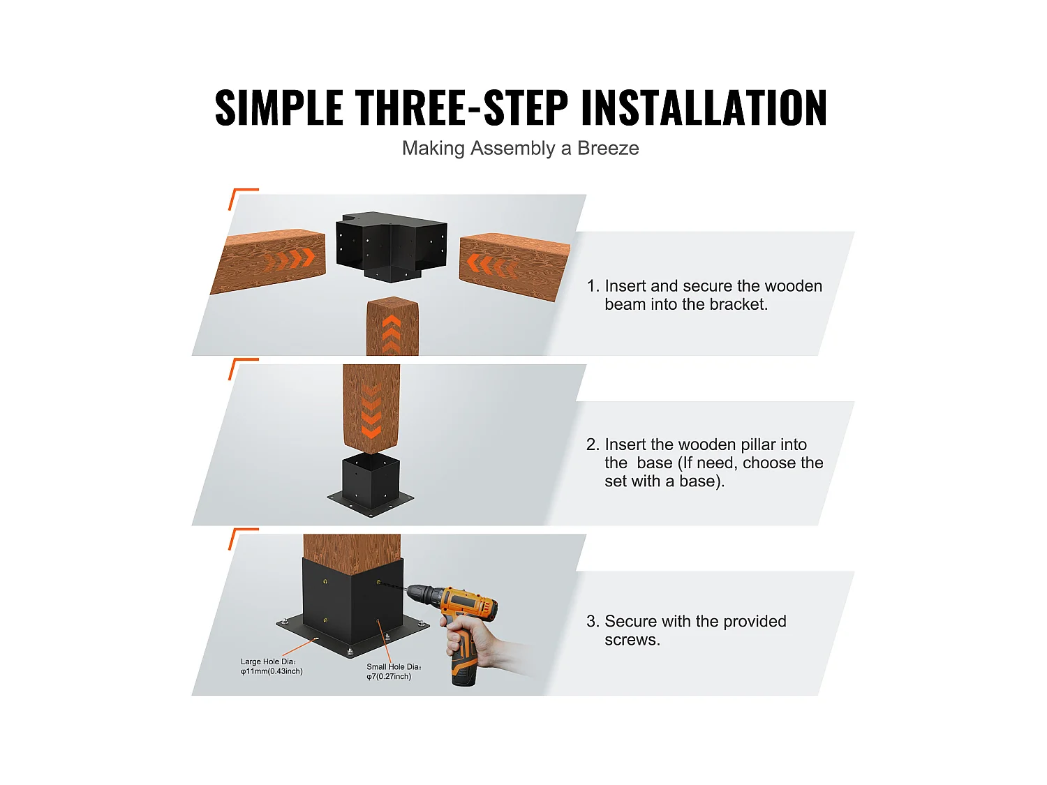 Ondersteuningskit voor Pergola SucceBuy 15.24x15.24 cm 4 Interne Wegen 14.2x14.2 cm 2 Stukken