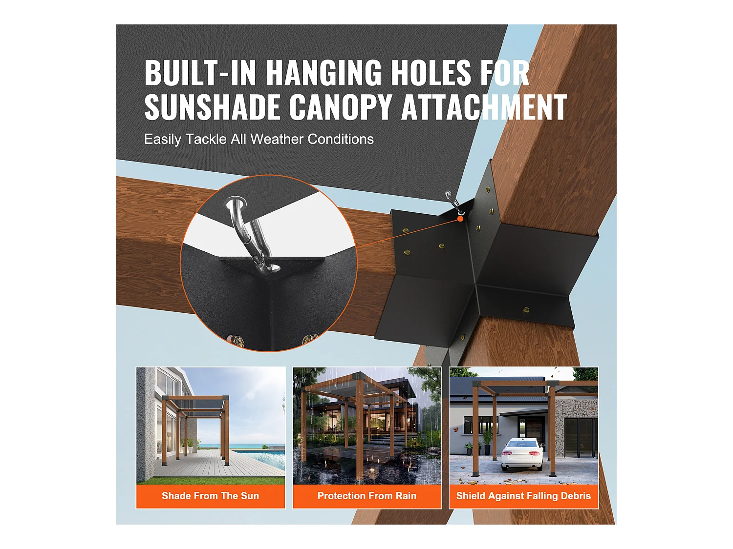 Stützensatz für Pergola SucceBuy 15.24x15.24 cm 4 innere Wege 14.2x14.2 cm 2 Stück