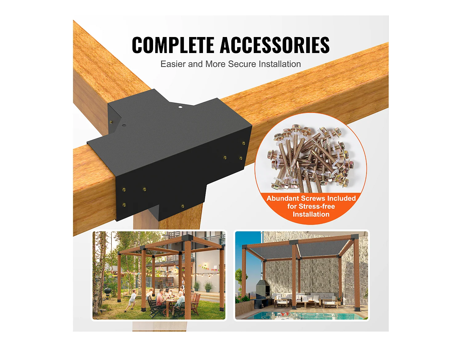 Stützensatz für Pergola SucceBuy 15.24x15.24 cm 4 innere Wege 14.2x14.2 cm 2 Stück