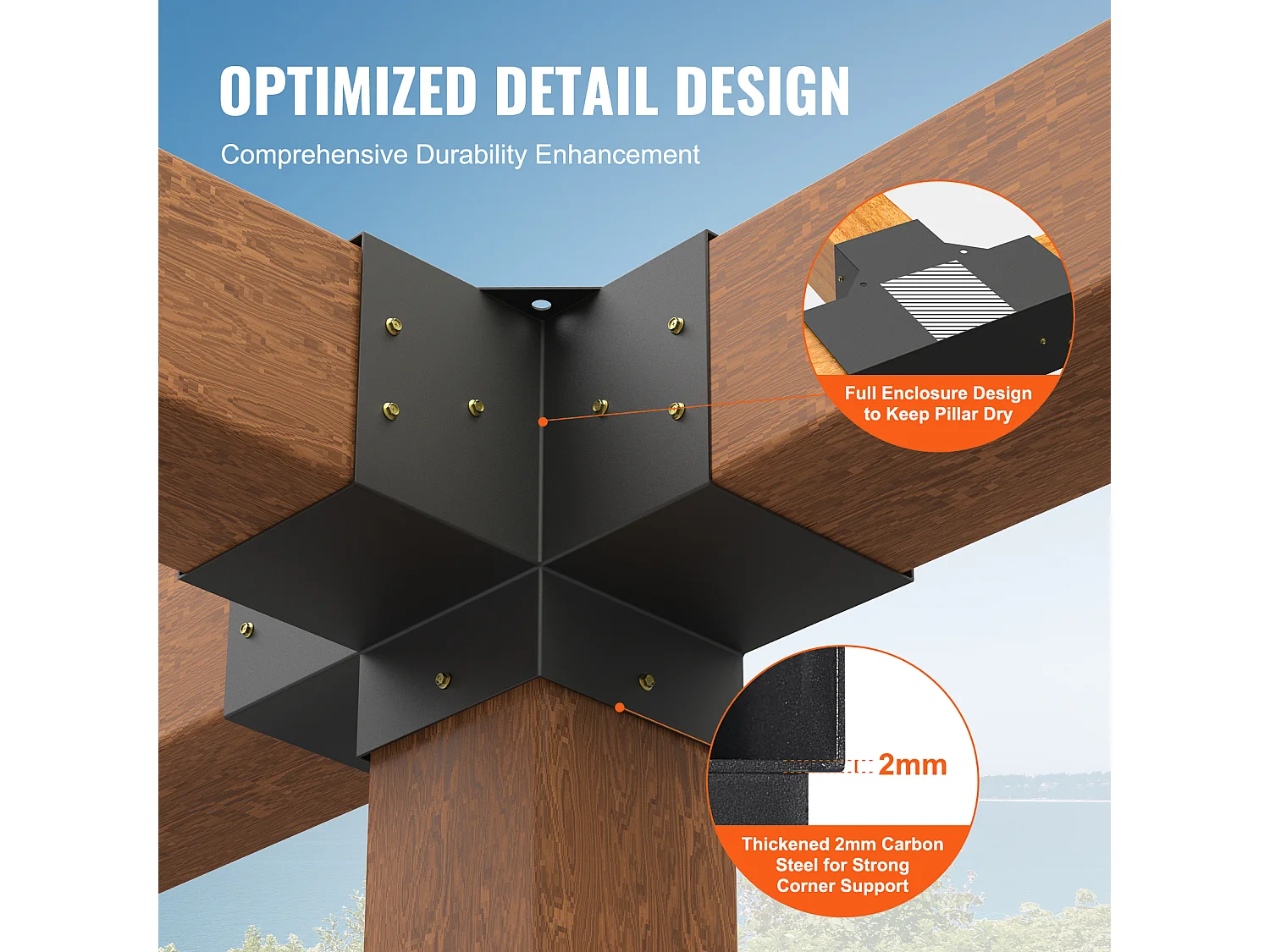 Kit de Supports de Pergola SucceBuy 15.24x15.24 cm 4 Voies Intérieures 14.2x14.2 cm 2 Pièces
