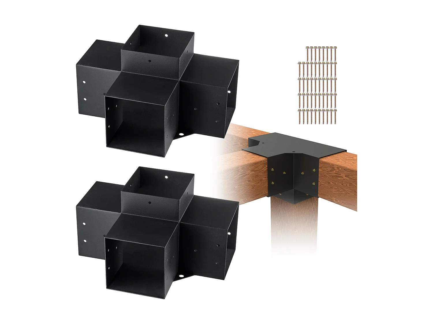 Kit de Supports de Pergola SucceBuy 15.24x15.24 cm 4 Voies Intérieures 14.2x14.2 cm 2 Pièces