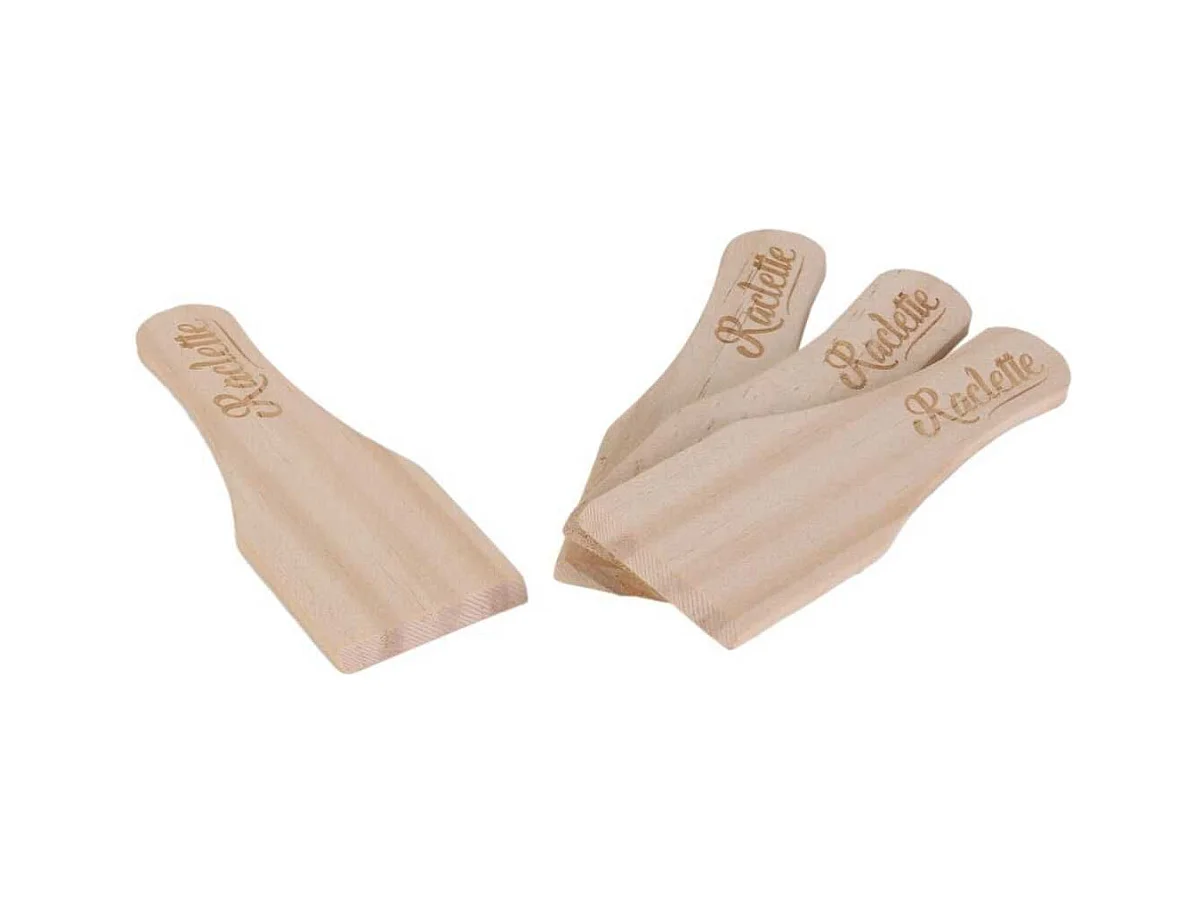 Pack de 4 spatules à raclette en bois gravées