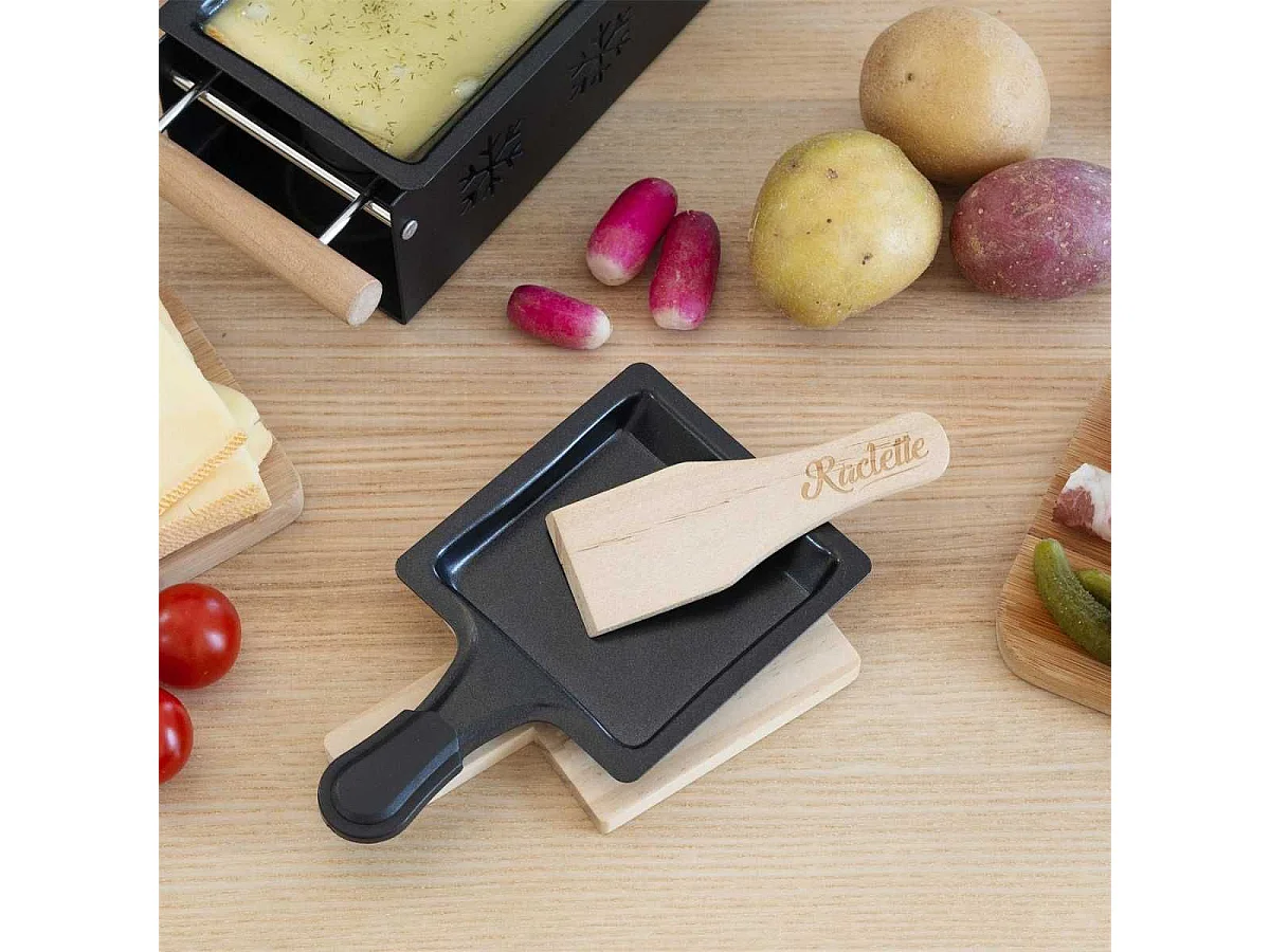 Pack de 4 spatules à raclette en bois gravées