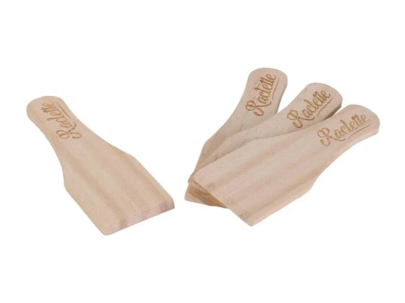Pack de 4 spatules à raclette en bois gravées
