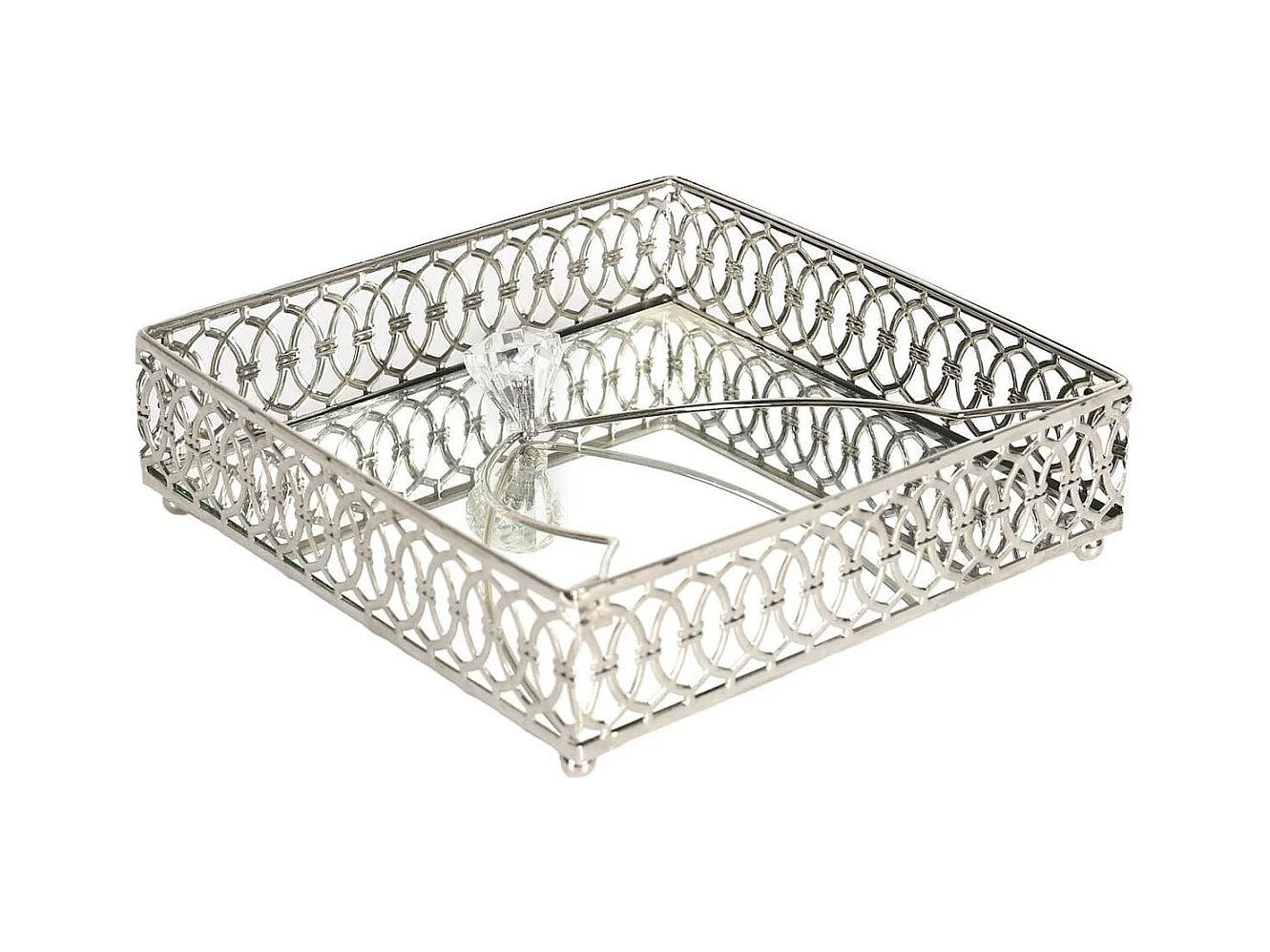 Porte-serviettes en verre avec structure en métal argenté