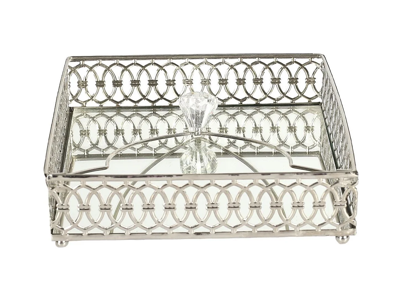 Porte-serviettes en verre avec structure en métal argenté