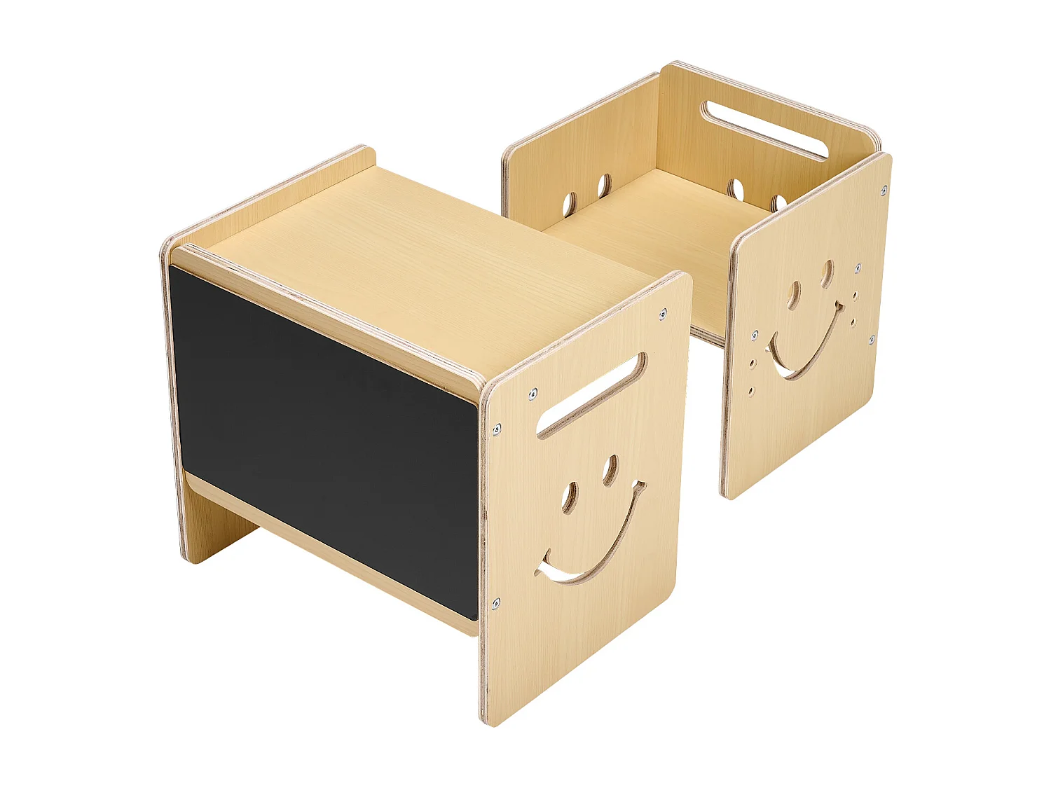 Ensemble Table et Chaises de Sevrage SucceBuy, Bureau Montessori pour Tout-Petits avec Tableau Noir, Bois