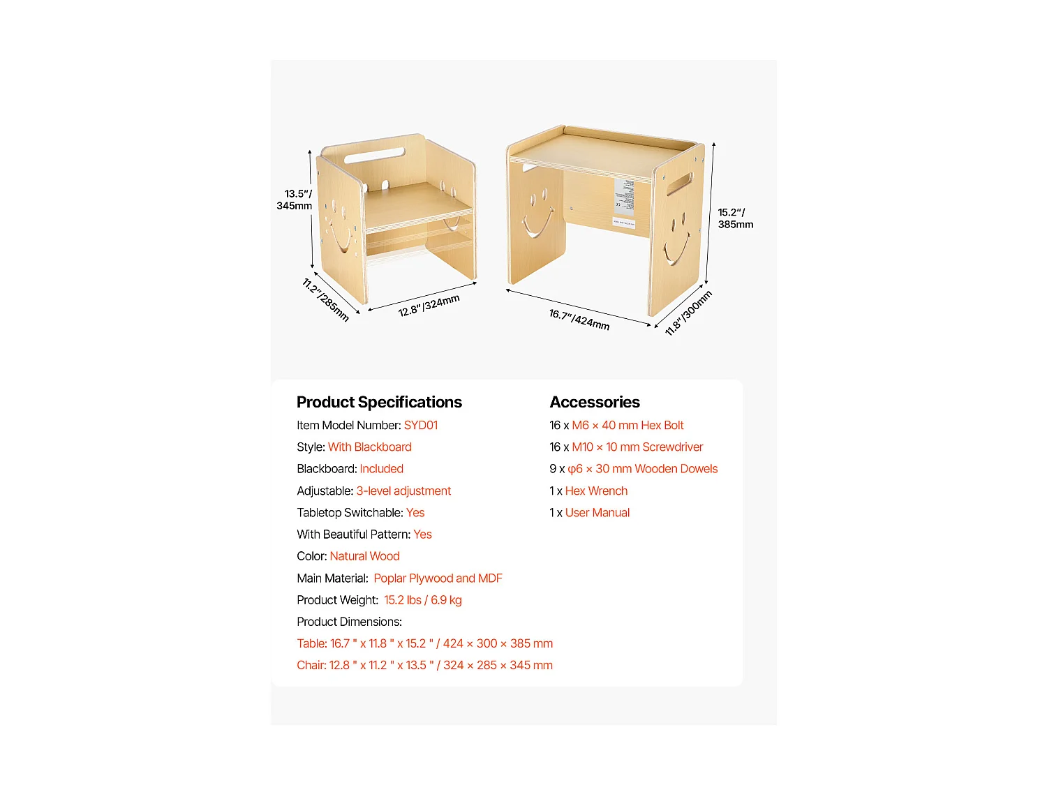 Ensemble Table et Chaises de Sevrage SucceBuy, Bureau Montessori pour Tout-Petits avec Tableau Noir, Bois