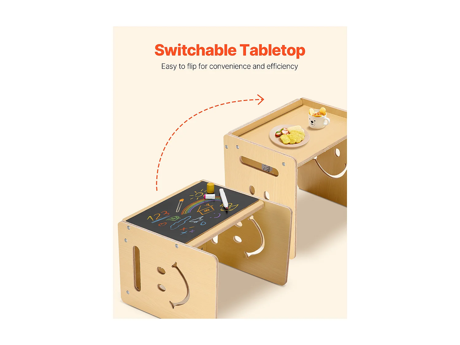 Ensemble Table et Chaises de Sevrage SucceBuy, Bureau Montessori pour Tout-Petits avec Tableau Noir, Bois