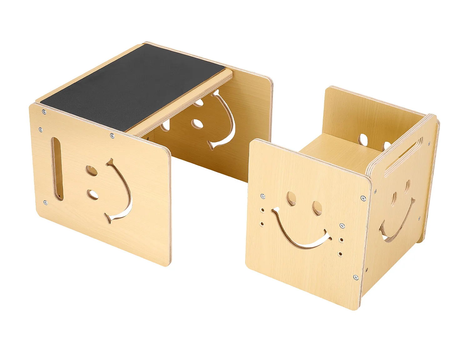 Ensemble Table et Chaises de Sevrage SucceBuy, Bureau Montessori pour Tout-Petits avec Tableau Noir, Bois