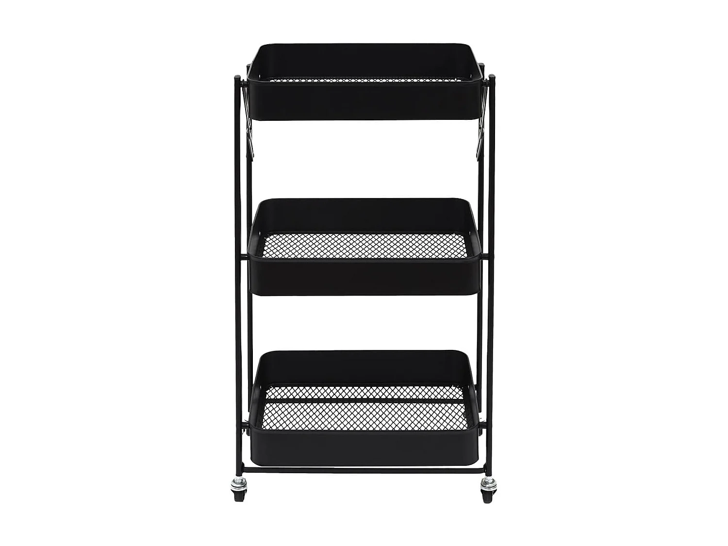 Desserte Pliable à Roulettes Industrielle en Métal Noir 3 Niveaux - MIKAS