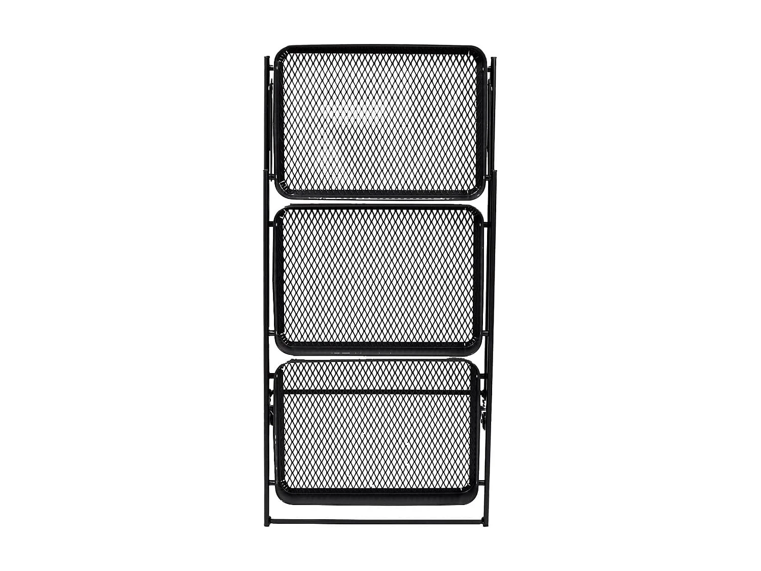 Desserte Pliable à Roulettes Industrielle en Métal Noir 3 Niveaux - MIKAS