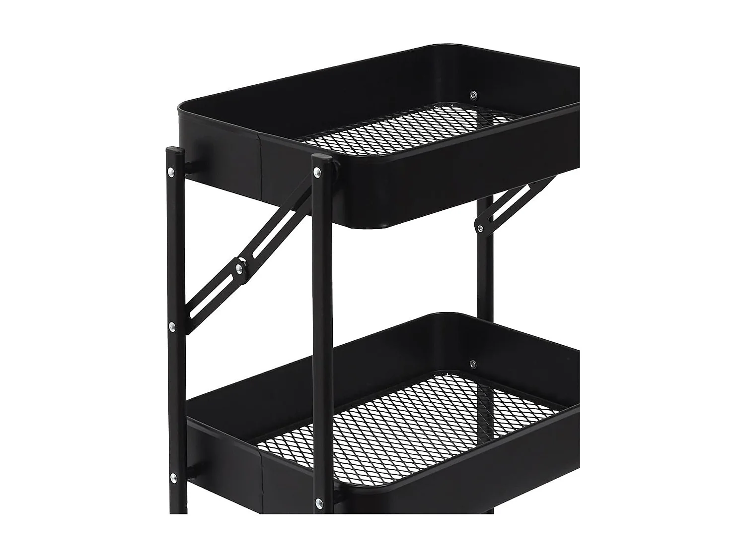 Desserte Pliable à Roulettes Industrielle en Métal Noir 3 Niveaux - MIKAS