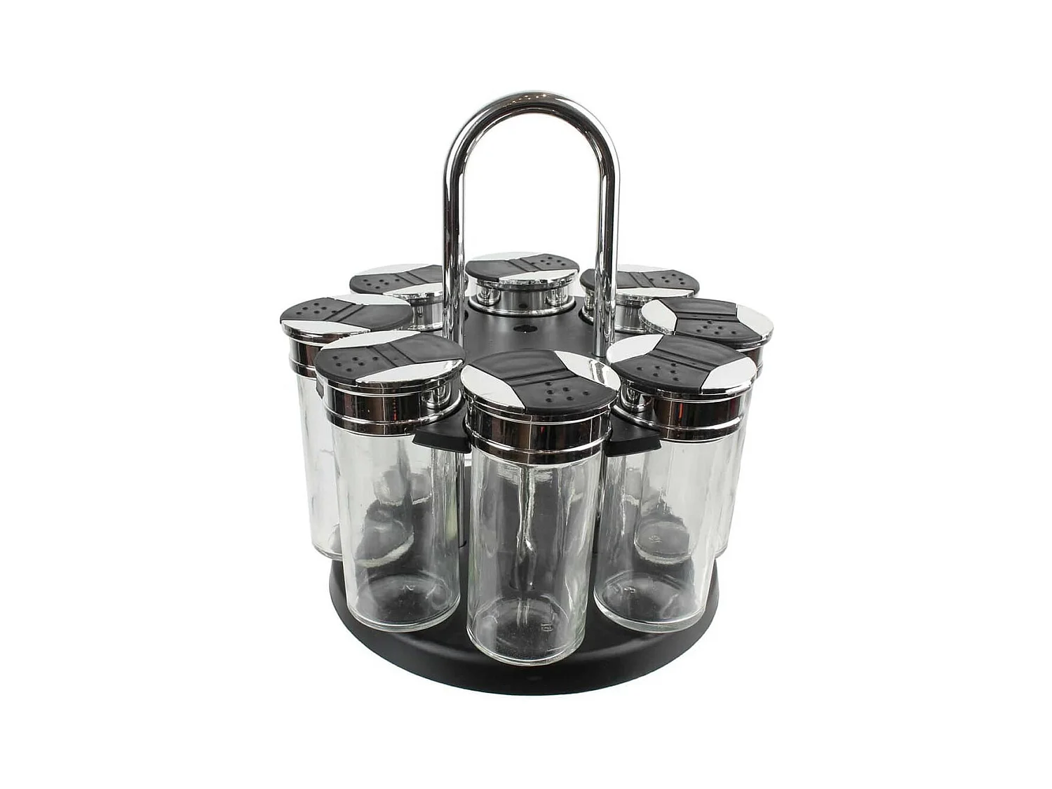 Carrousel à Epices 8 Pots en Verre avec Couvercle Double Clapets - CURRY