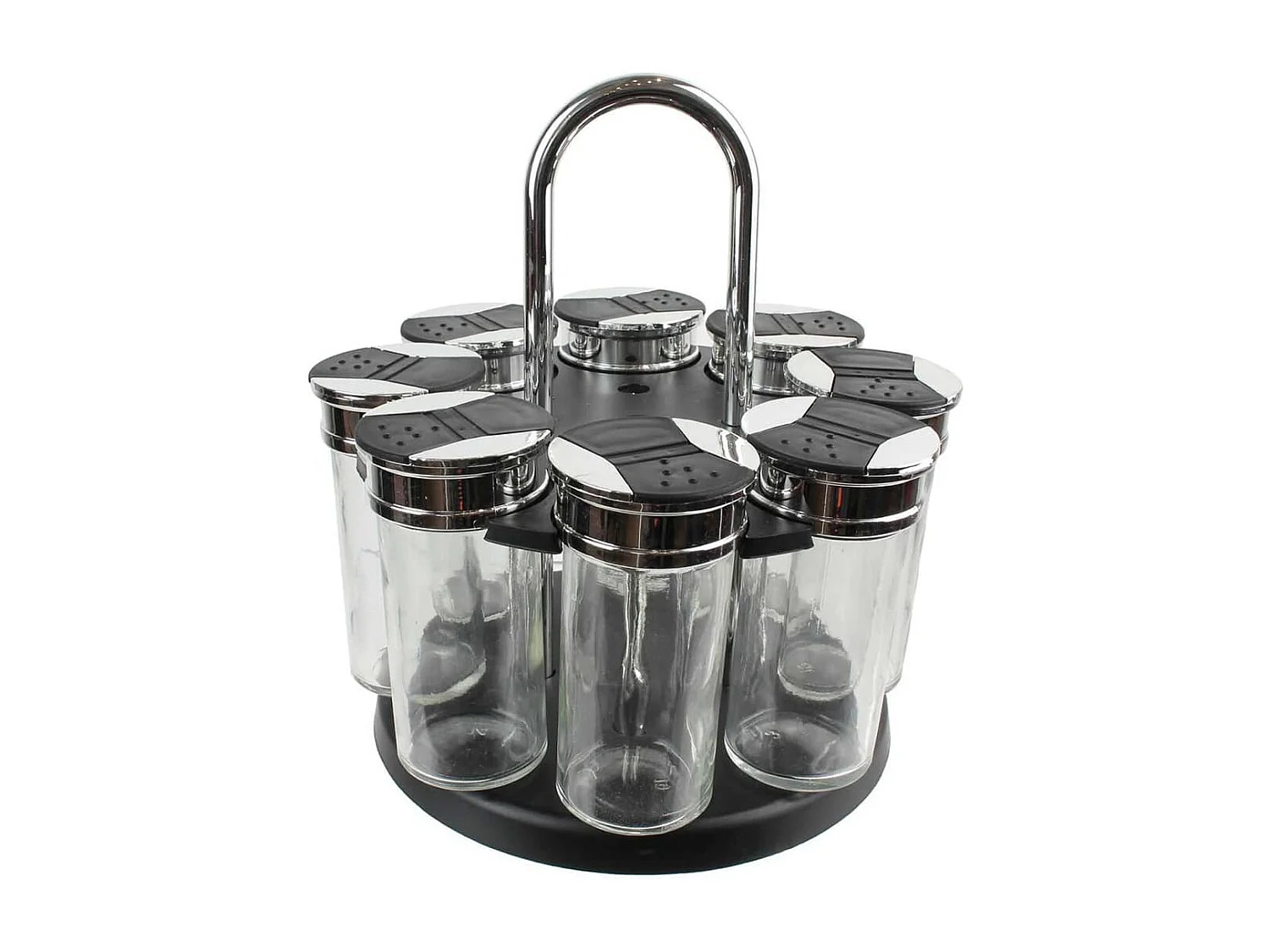 Carrousel à Epices 8 Pots en Verre avec Couvercle Double Clapets - CURRY