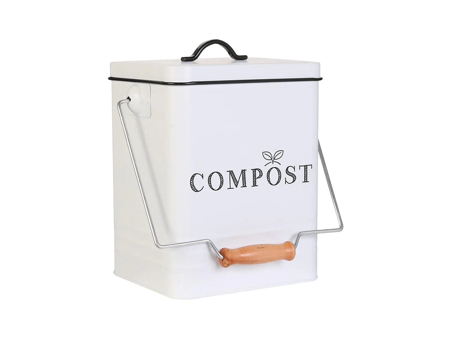 Poubelle de Compostage 5L en Acier Inoxydable Blanc - HARPER