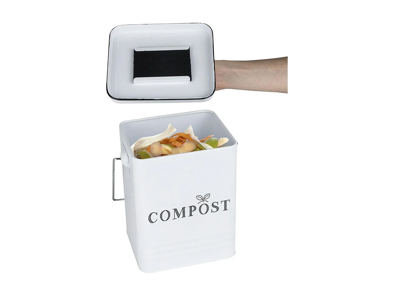 Poubelle de Compostage 5L en Acier Inoxydable Blanc - HARPER