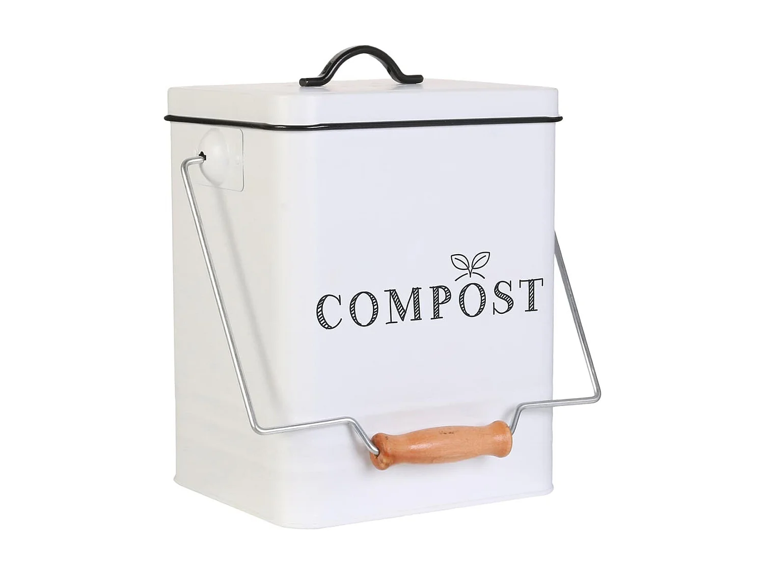 Poubelle de Compostage 5L en Acier Inoxydable Blanc - HARPER