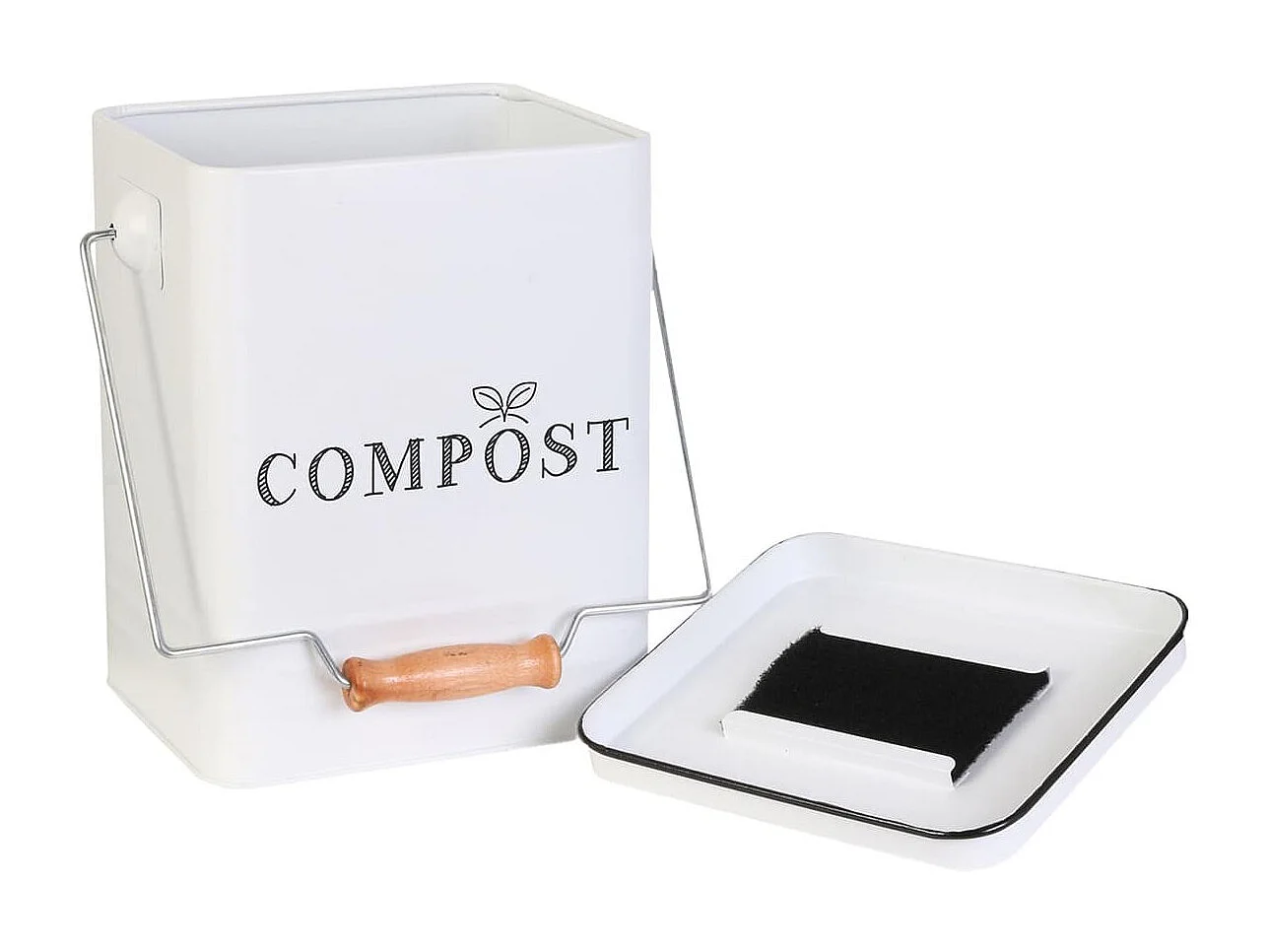 Poubelle de Compostage 5L en Acier Inoxydable Blanc - HARPER