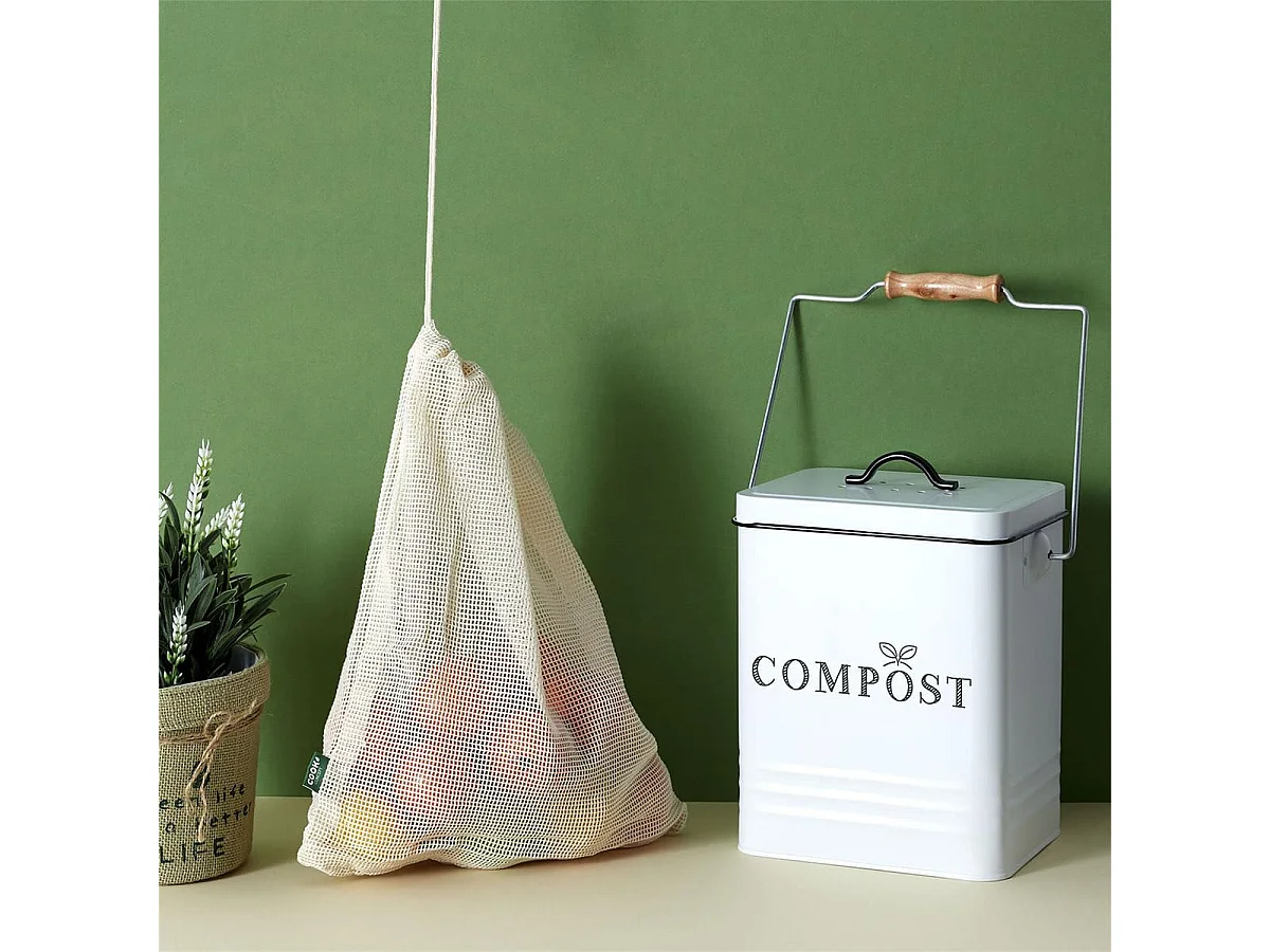 Poubelle de Compostage 5L en Acier Inoxydable Blanc - HARPER