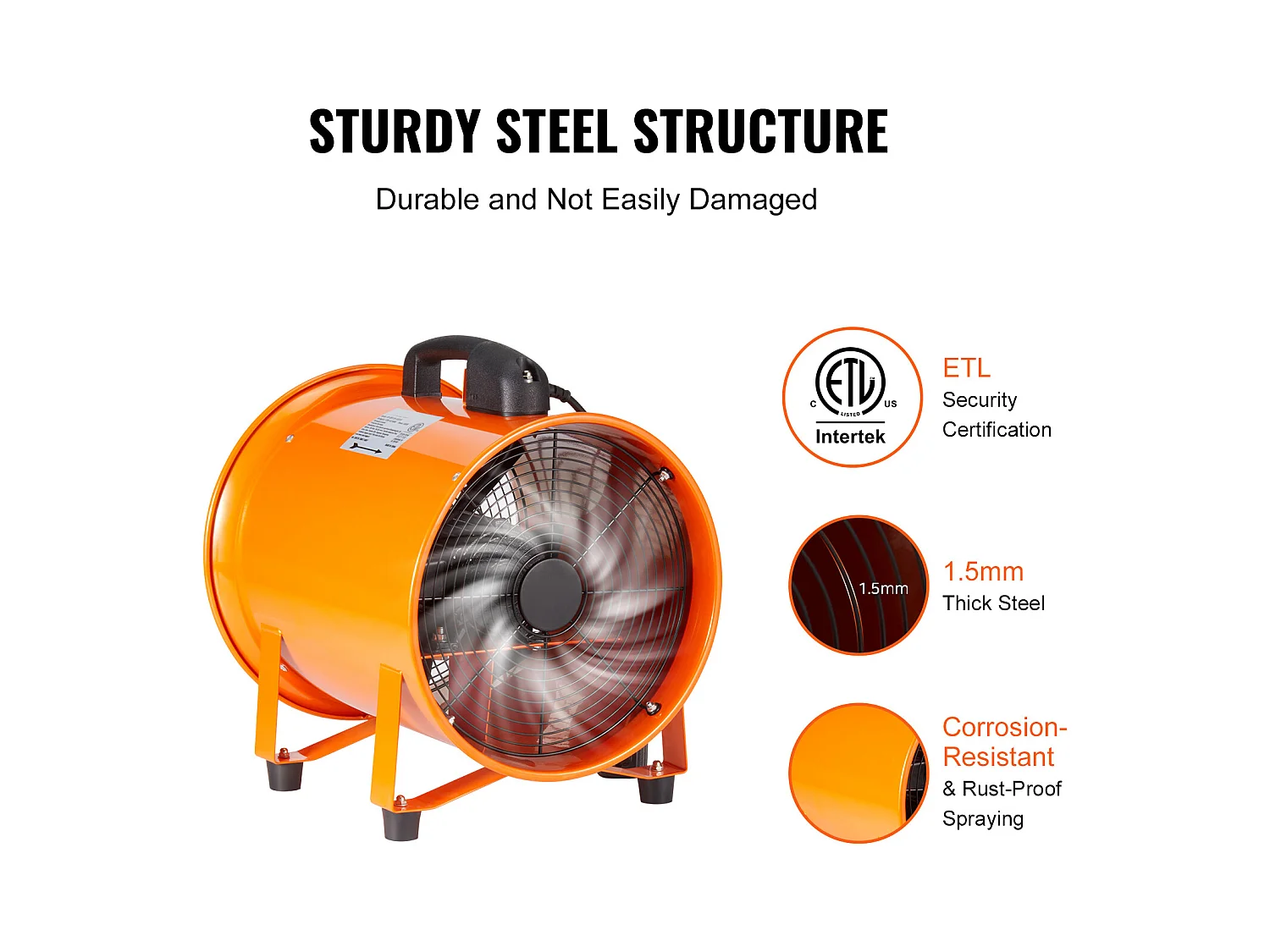 Extractieventilator SucceBuy 406.4mm 900W, Industriële Ventilatie met 10m Irriguurslang