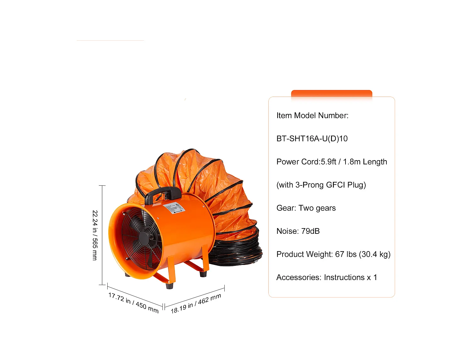 Aspirapolvere SucceBuy 406.4mm 900W, Soffleria Industriale con 10m di Tubo d'Irrigazione