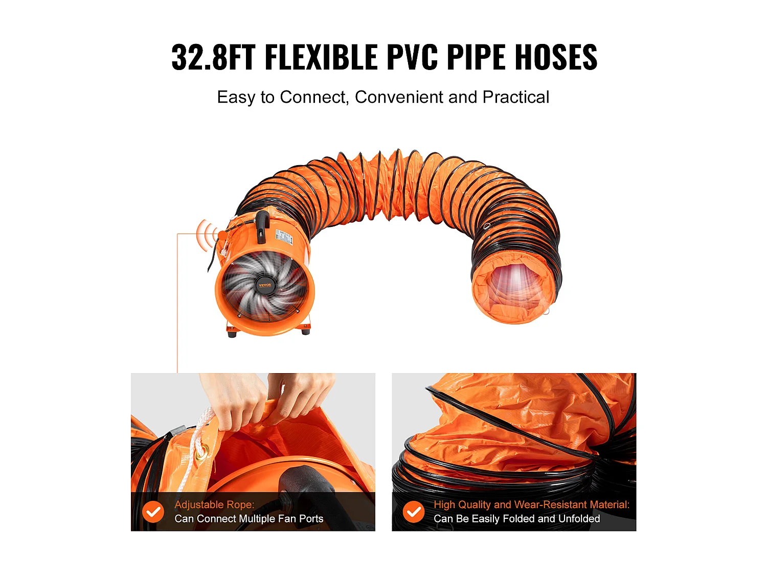 Ventilateur d'Extraction SucceBuy 406.4mm 900W, Soufflerie Industrielle avec 10m de Tuyau d'Arrosage