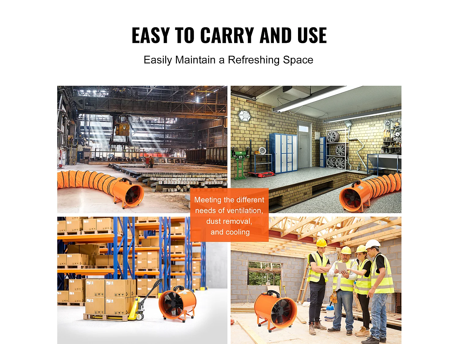 Ventilateur d'Extraction SucceBuy 406.4mm 900W, Soufflerie Industrielle avec 10m de Tuyau d'Arrosage