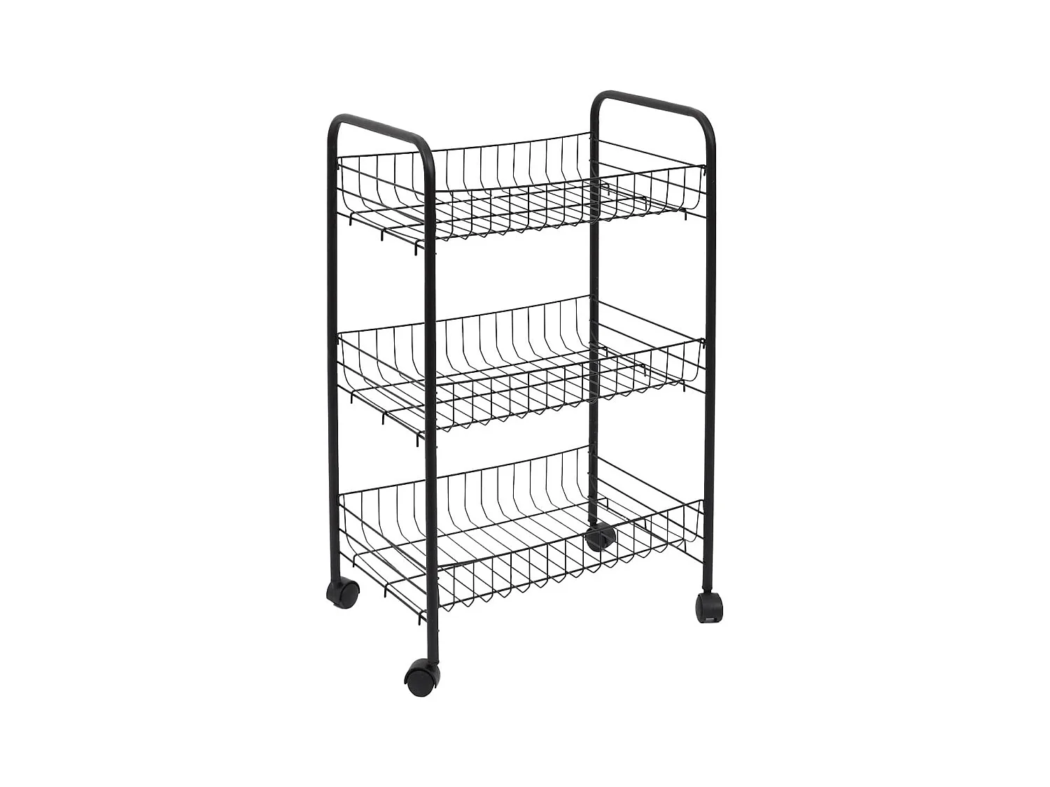 Desserte à Roulettes Industrielle en Métal Noir 3 Niveaux - GLENN