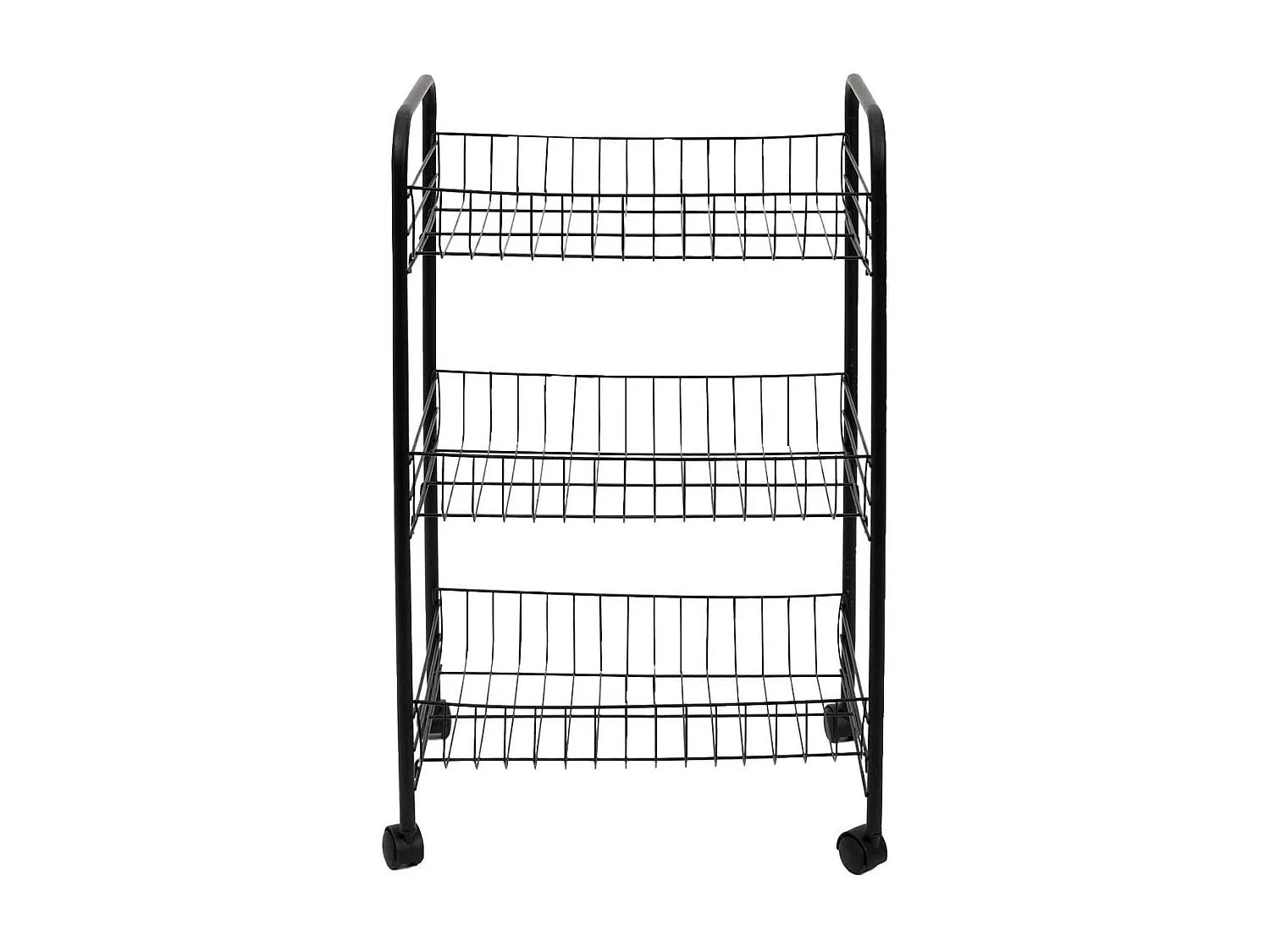 Desserte à Roulettes Industrielle en Métal Noir 3 Niveaux - GLENN