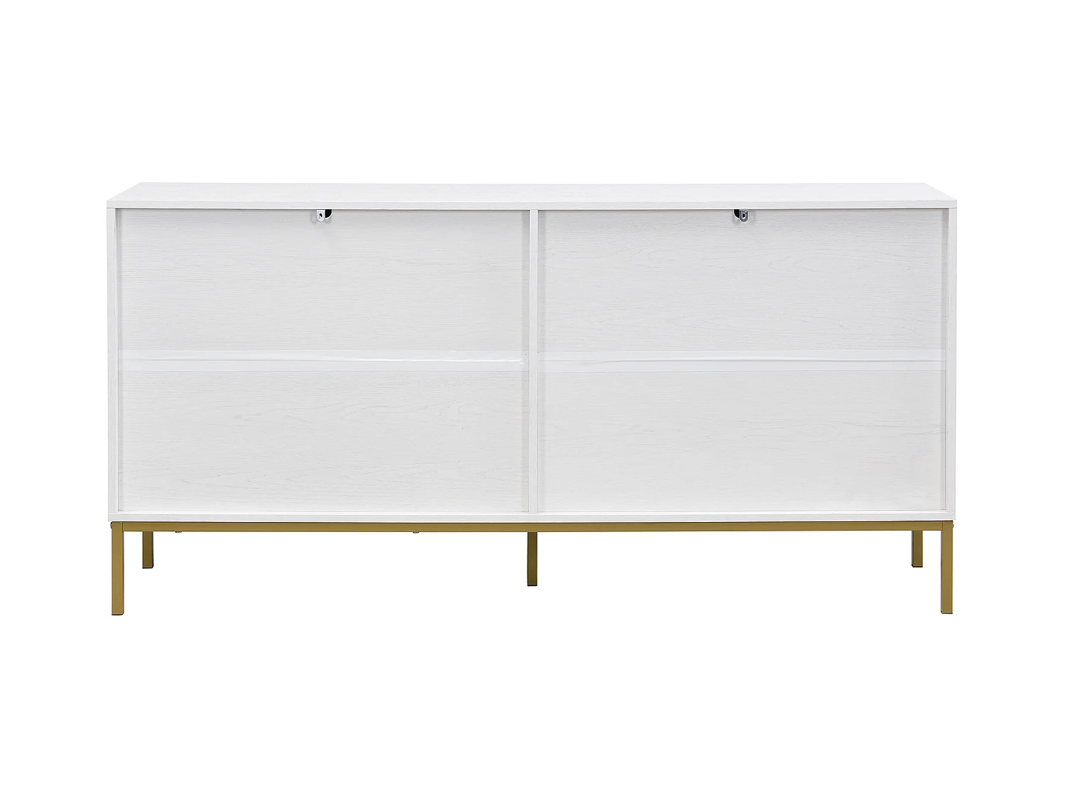 Credenza bianca con 4 ante, gambe dorate, MDF + metallo