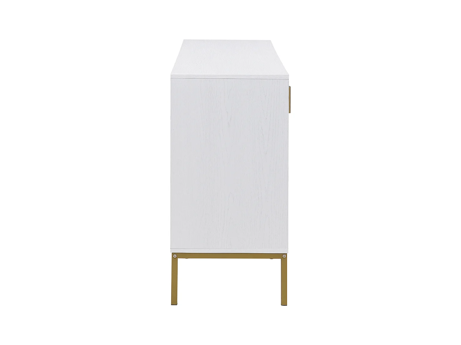 Credenza bianca con 4 ante, gambe dorate, MDF + metallo