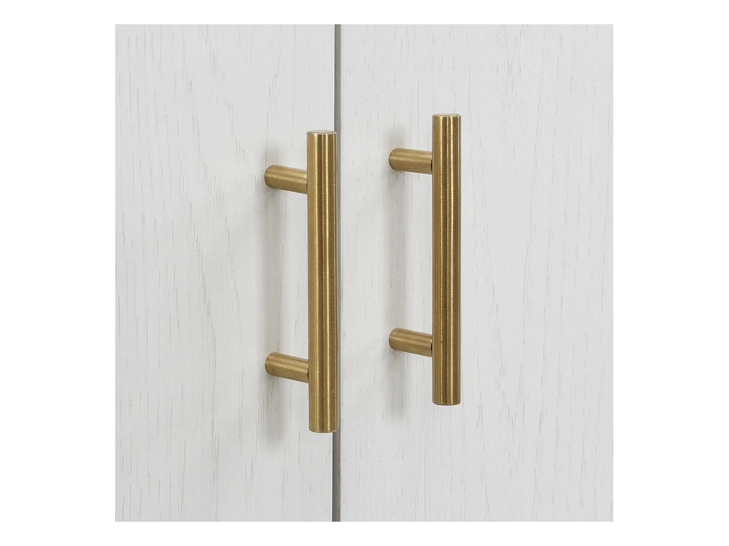 Credenza bianca con 4 ante, gambe dorate, MDF + metallo