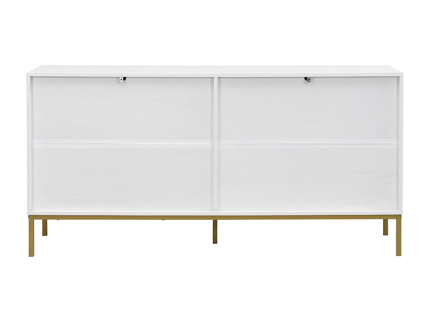 Buffet blanc 4 portes, pieds dorés, MDF+métal