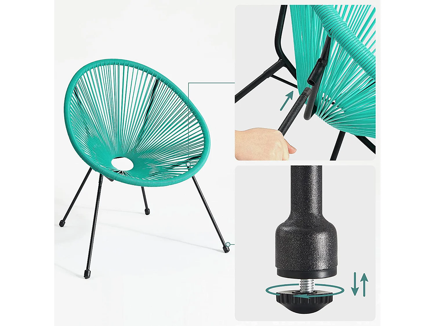 Set di mobili da giardino Kampala da 3 pezzi