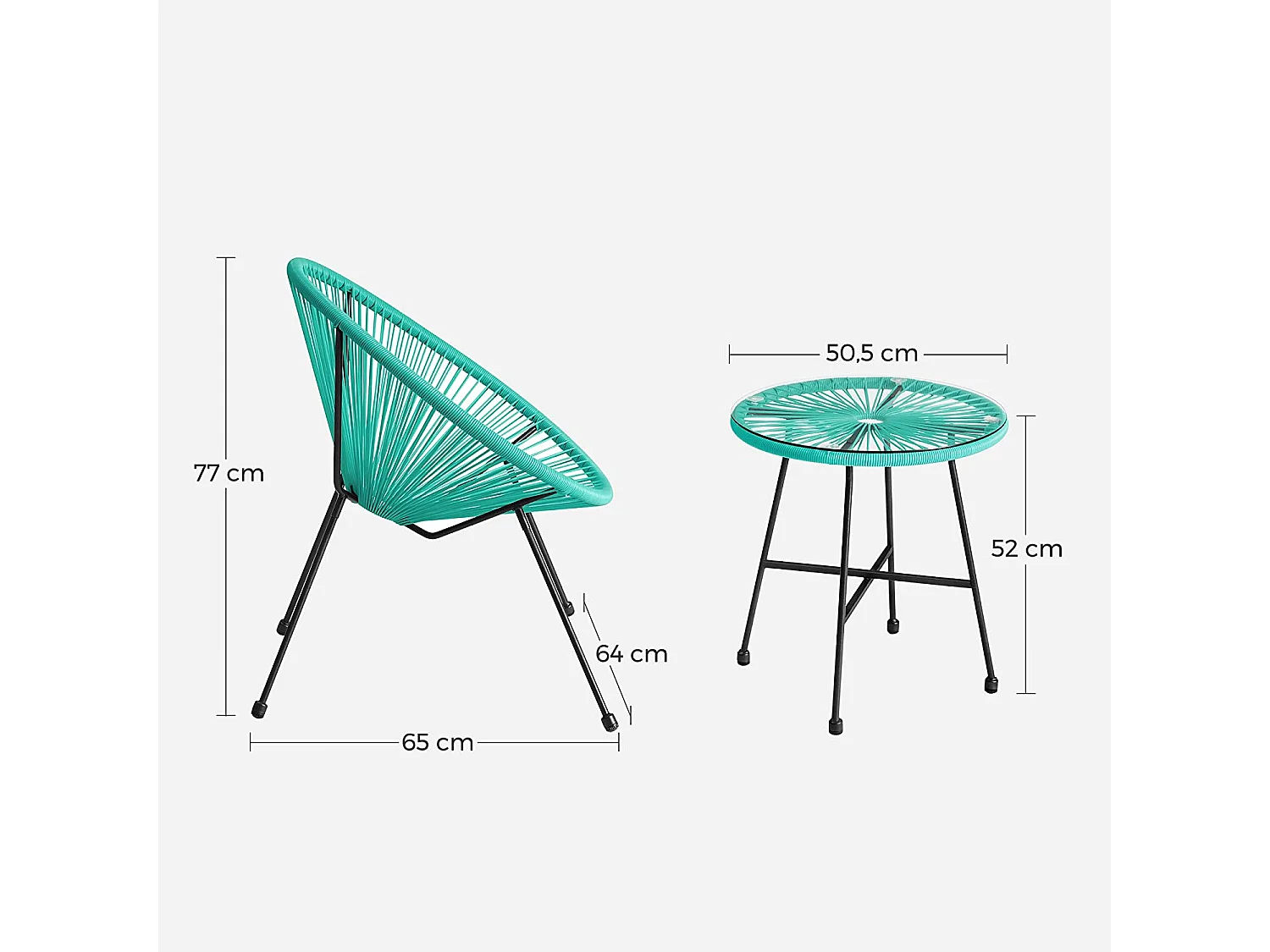 Set di mobili da giardino Kampala da 3 pezzi