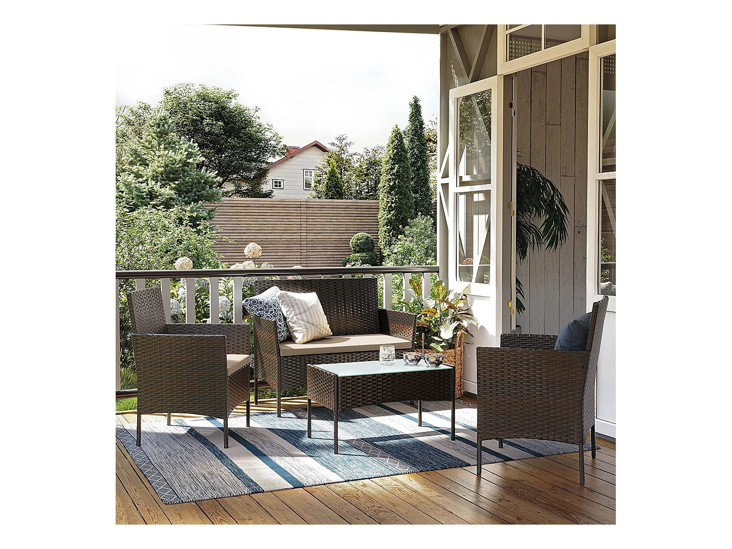 Gartenmöbel-Set Lounge-Set 4-teilig Baku