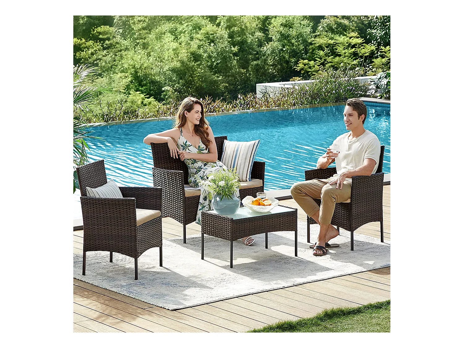 Gartenmöbel-Set Lounge-Set 4-teilig Baku