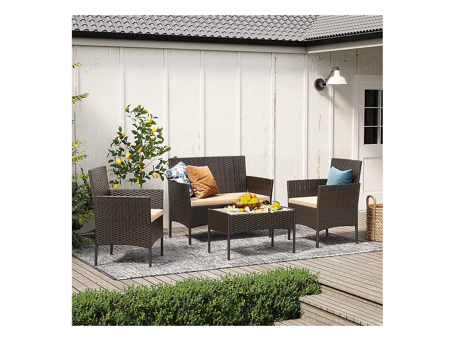 Gartenmöbel-Set Lounge-Set 4-teilig Baku