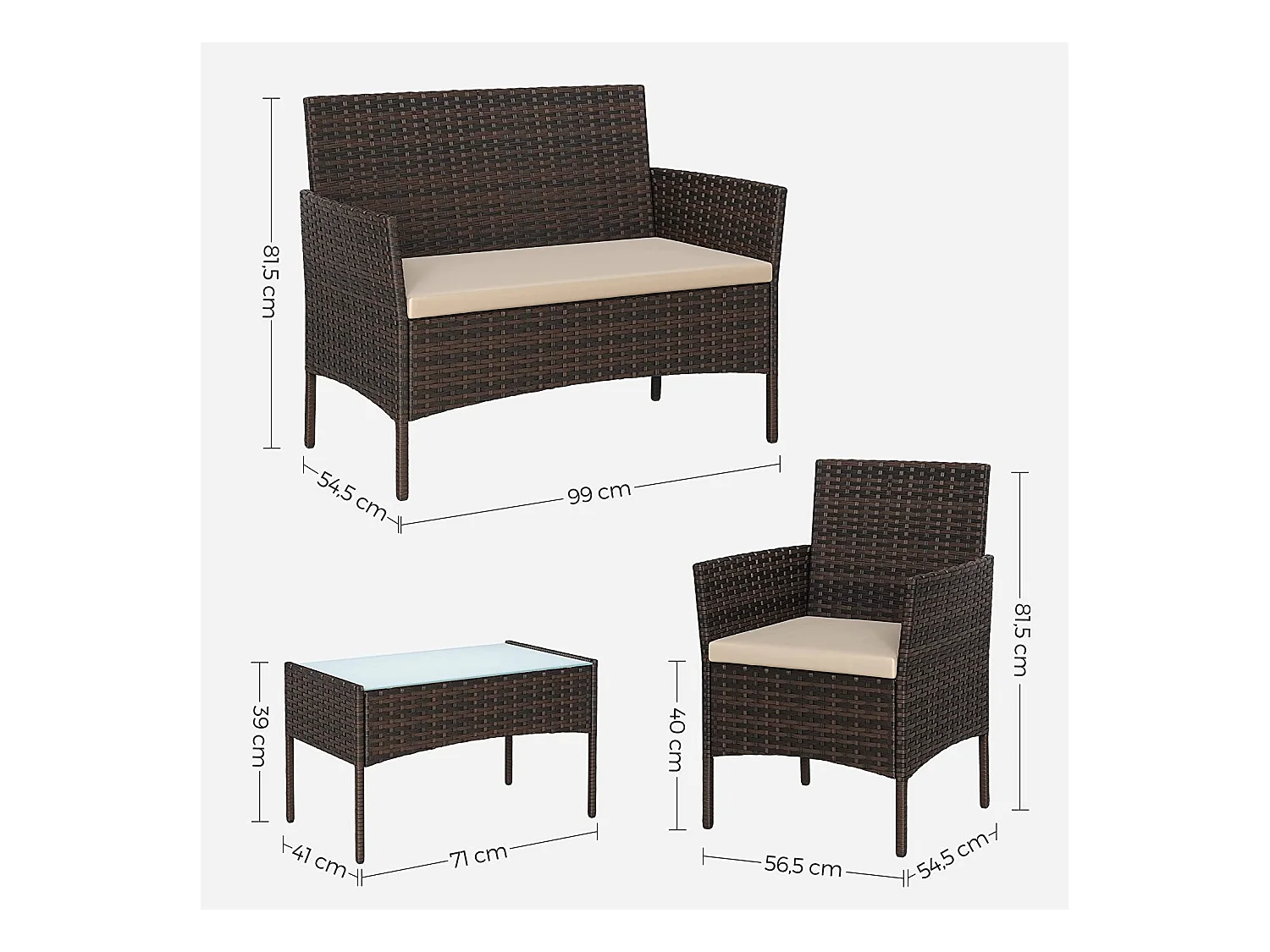 Gartenmöbel-Set Lounge-Set 4-teilig Baku