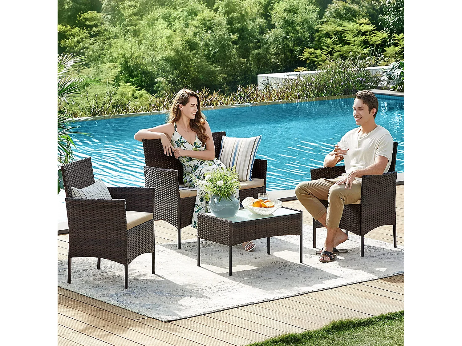 Gartenmöbel-Set Lounge-Set 4-teilig Baku