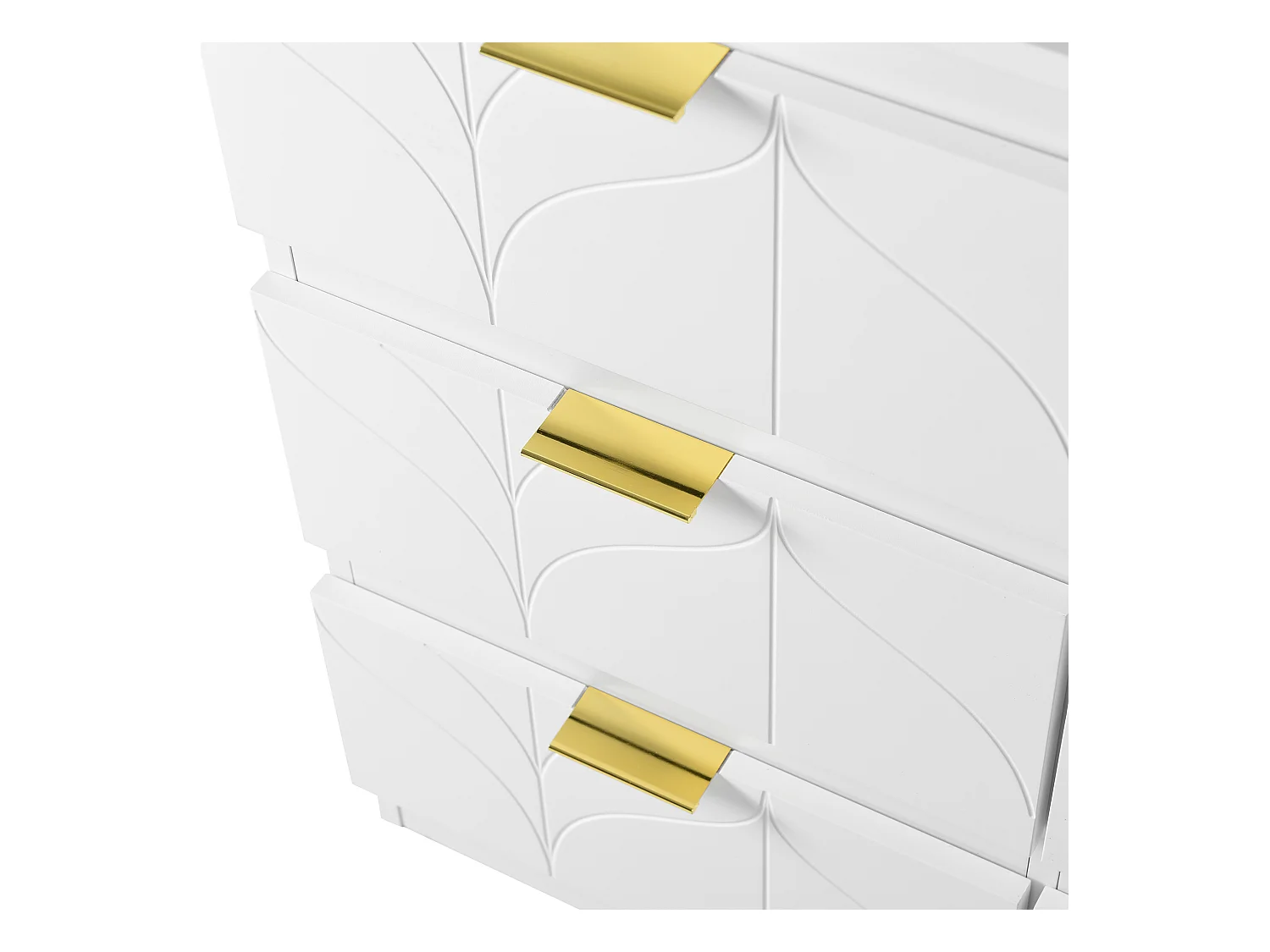 Witte kaptafel met 6 lades en draaitafel, gouden handgrepen, zonder spiegel