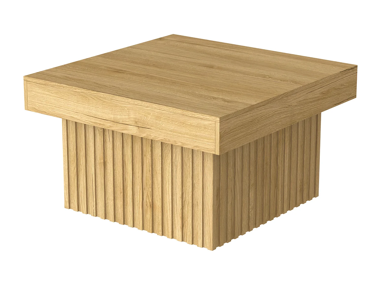 Table basse naturelle, panneaux de particules et MDF, 79x79x46cm