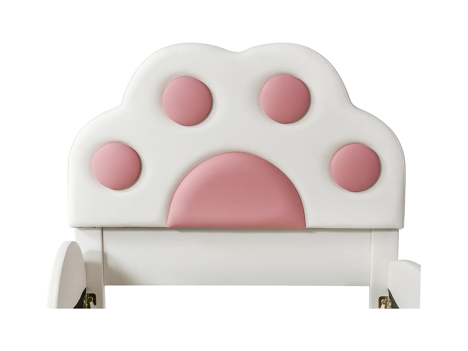 Kinderbed 90x200cm met glijbaan en ladder, kattenpoot hoofdbord, wit + roze