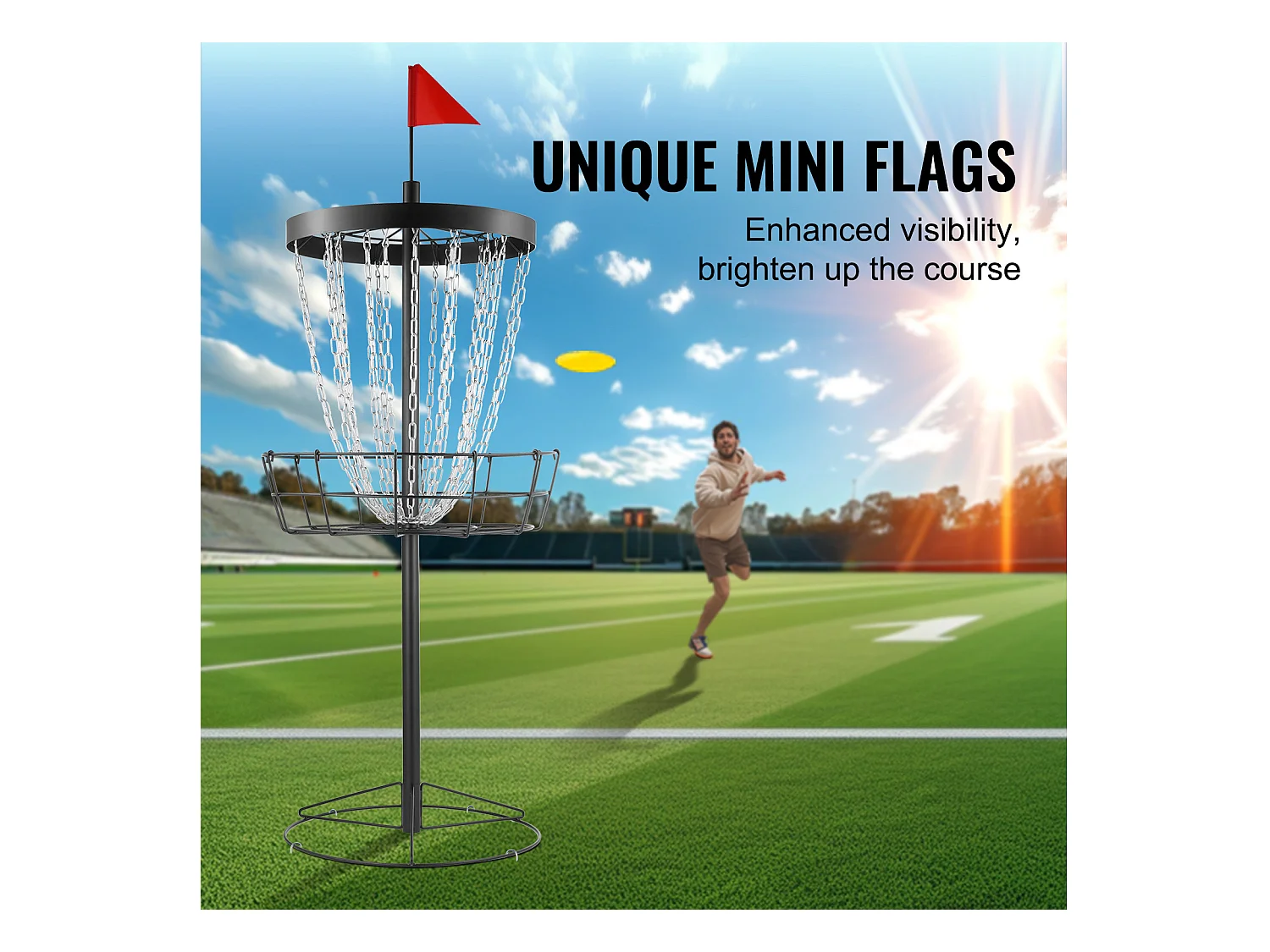 Kosz do Disc Golfa SucceBuy z 24 Kanałami, Przenośna Stalowa Tarcza do Disc Golfa, do Użytku Wewnątrz i na Zewnątrz, Czarny