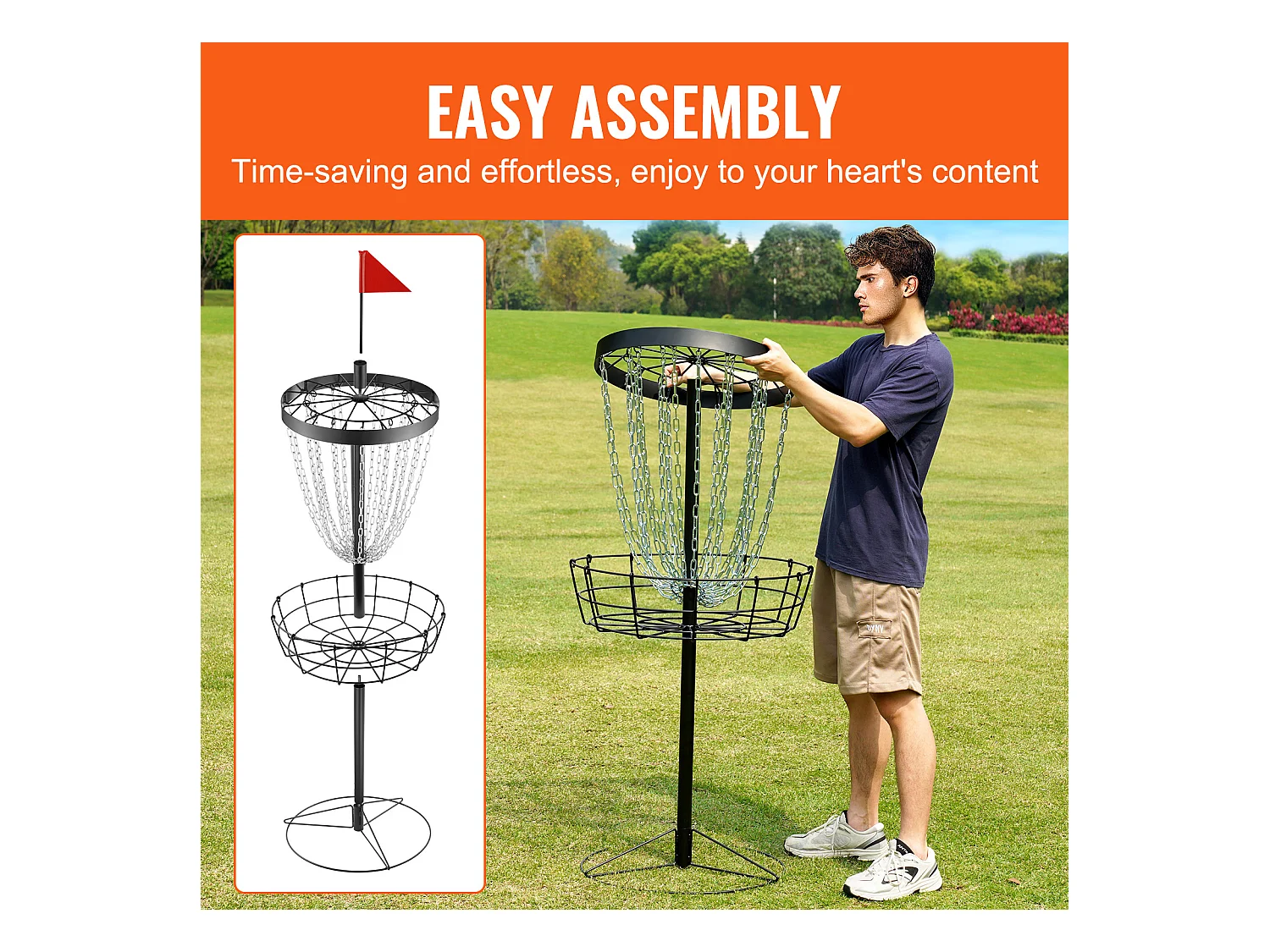 Kosz do Disc Golfa SucceBuy z 24 Kanałami, Przenośna Stalowa Tarcza do Disc Golfa, do Użytku Wewnątrz i na Zewnątrz, Czarny