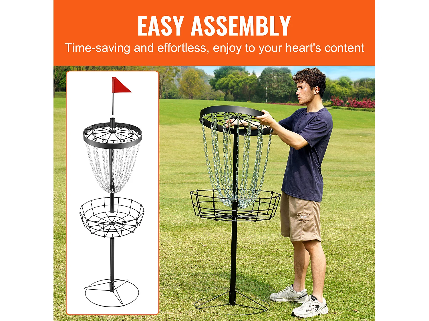 Disc Cestino da Golf SucceBuy con 24 Canali, Bersaglio Portatile in Acciaio per Disc Golf, Cestino per Disc Golf per Uso Interno ed Esterno, Nero